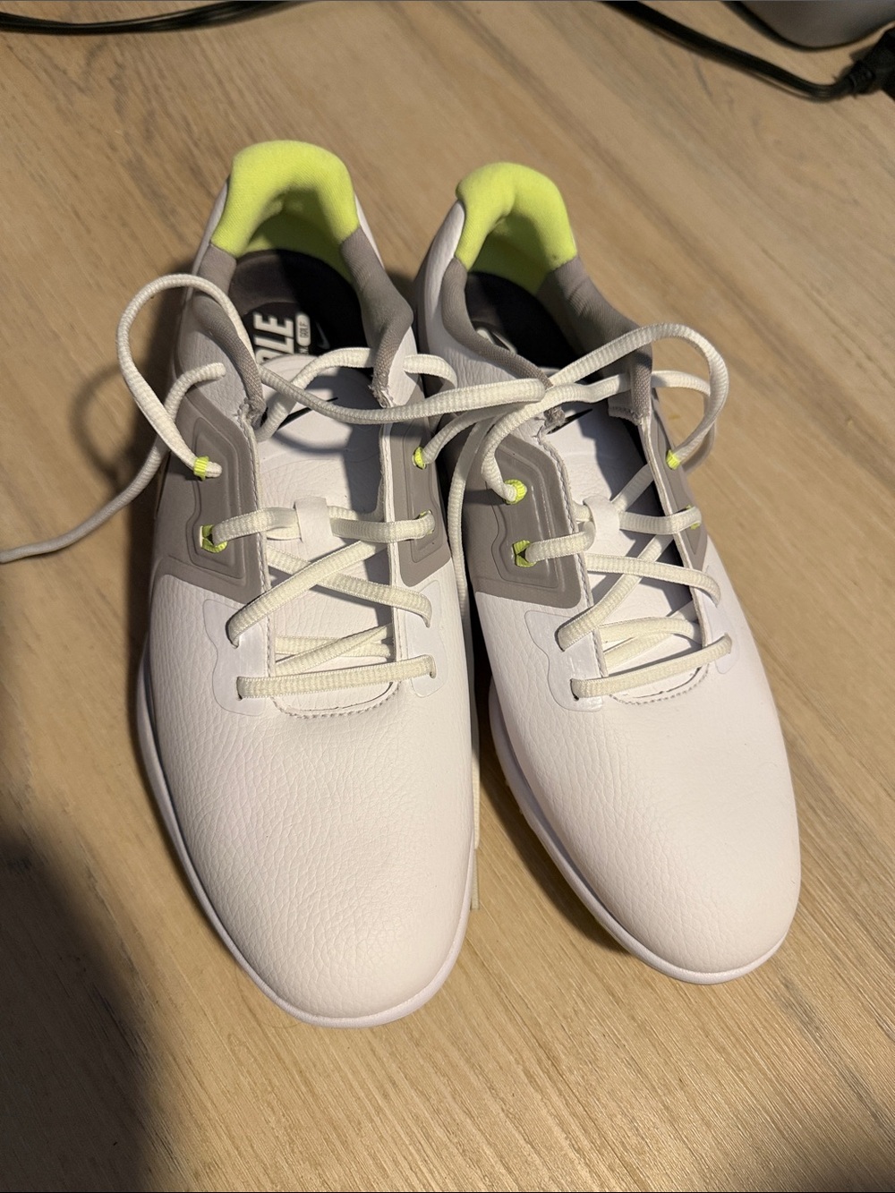 Nike Men's White Golf Shoes with Gray and Neon Yellow - NWOB